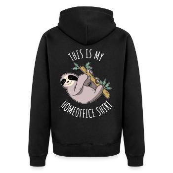 Funny sloth, home office shirt, saying. - Unisex Premium Organic Zip Hoodie - black - Back - Nico (187cm)