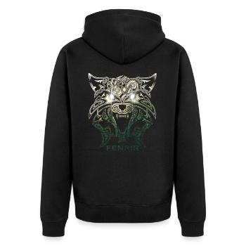 Fenrir wolf, viking mythology nature background - Unisex Premium Organic Zip Hoodie - black - Back - Nico (187cm)