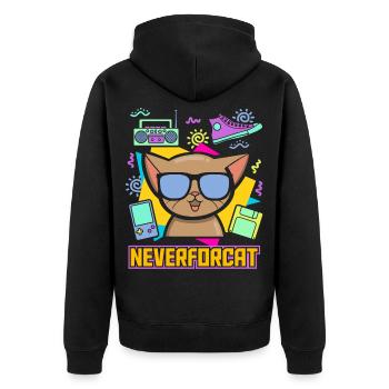 90er Jahre Party 90ziger Vintage Retro Katze 90s - Unisex Premium Bio Zip Hoodie - Schwarz - Hinten - Nico (187cm)