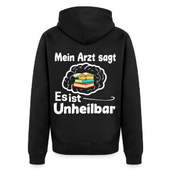 Buch - Unisex Premium Bio Zip Hoodie - Schwarz - Hinten - Nico (187cm)
