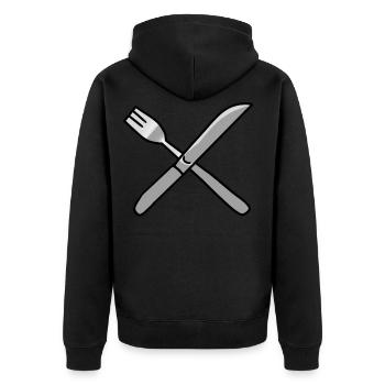 Couverts couteau fourchette cuisine - Veste à capuche bio Premium Unisexe - noir - Dos - Nico (187cm)