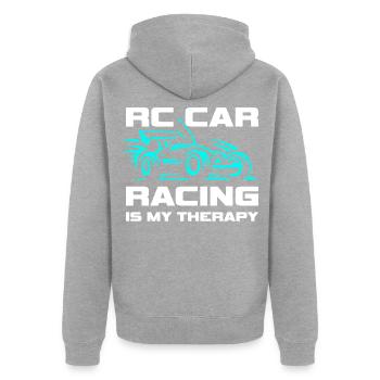 Modellauto fahren ist meine Therapie RC Buggy - Unisex Premium Bio Zip Hoodie - Grau meliert - Hinten - Nico (187cm)