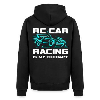Driving a model car is my therapy RC buggy - Unisex Premium Organic Zip Hoodie - black - Back - Nico (187cm)