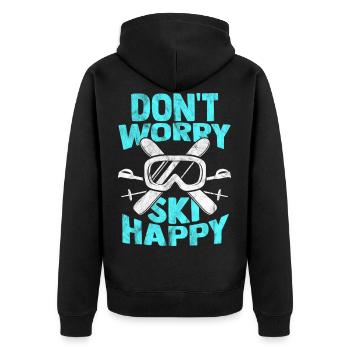 ski - Unisex Premium Organic Zip Hoodie - black - Back - Nico (187cm)