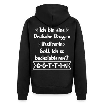 Deutsche Dogge Tshirt - Deutsche Dogge Hund Shirt - Unisex Premium Bio Zip Hoodie - Schwarz - Hinten - Nico (187cm)