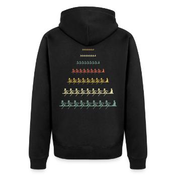 Crew Rowing Row Racing Boat Oar Rower Retro Gift - Unisex Premium Organic Zip Hoodie - black - Back - Nico (187cm)