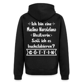 Mastino Napoletano Tshirt Mastino Napoletano Hund - Unisex Premium Bio Zip Hoodie - Schwarz - Hinten - Nico (187cm)