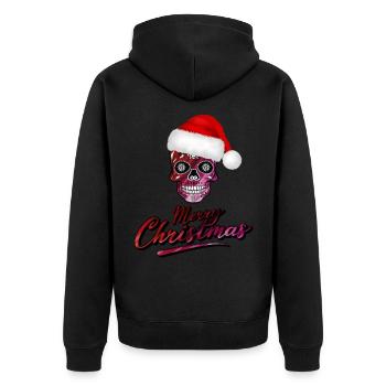 Skull in Christmas design - Unisex Premium Organic Zip Hoodie - black - Back - Nico (187cm)