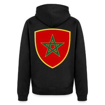 Marokko - Unisex Premium Bio Zip Hoodie - Schwarz - Hinten - Nico (187cm)