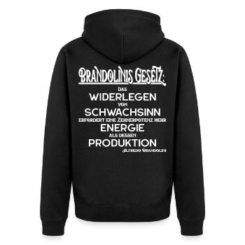 brandolinis gesetz Fake News Bullshit Informatik - Unisex Premium Bio Zip Hoodie - Schwarz - Hinten - Nico (187cm)