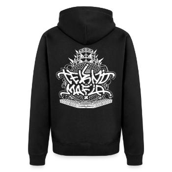 Tekno Mafia 23 Freie Party - Unisex Premium Bio Zip Hoodie - Schwarz - Hinten - Nico (187cm)
