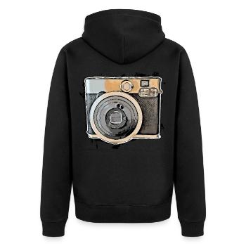 Kamera - Unisex Premium Bio Zip Hoodie - Schwarz - Hinten - Nico (187cm)