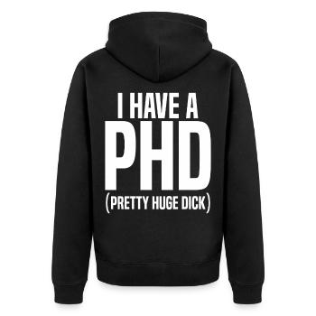 PHD Butt Po Party JGA Birthday Christmas - Unisex Premium Organic Zip Hoodie - black - Back - Nico (187cm)
