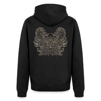 Sourire de Bali gravé - Veste à capuche bio Premium Unisexe - noir - Dos - Nico (187cm)