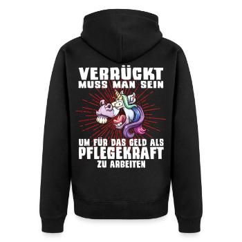 Pfleger Pflegekraft Pflege Altenpflege Pfleger - Unisex Premium Bio Zip Hoodie - Schwarz - Hinten - Nico (187cm)