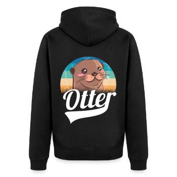 Cadeau animal mignon de loutre - Veste à capuche bio Premium Unisexe - noir - Dos - Nico (187cm)