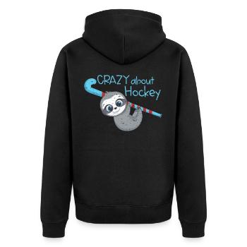 Field Hockey Crazy About Fieldhockey cute Sloth - Unisex Premium Organic Zip Hoodie - black - Back - Nico (187cm)