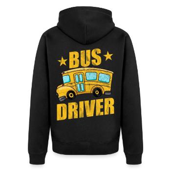 Bus - Unisex Premium Bio Zip Hoodie - Schwarz - Hinten - Nico (187cm)