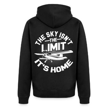 pilot - Unisex Premium Organic Zip Hoodie - black - Back - Nico (187cm)