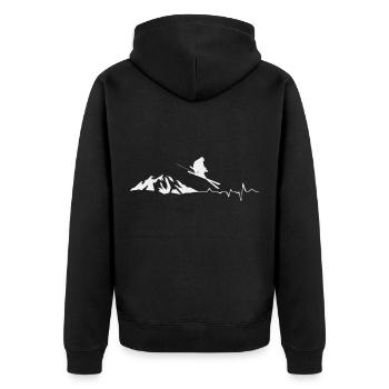 Skiurlaub in Alpen und Österreich auf Alps Skiern - Unisex Premium Bio Zip Hoodie - Schwarz - Hinten - Nico (187cm)