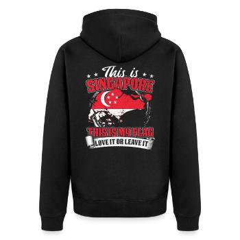 Dies Ist Singapur - Unisex Premium Bio Zip Hoodie - Schwarz - Hinten - Nico (187cm)