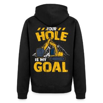 Bagger - Unisex Premium Bio Zip Hoodie - Schwarz - Hinten - Nico (187cm)