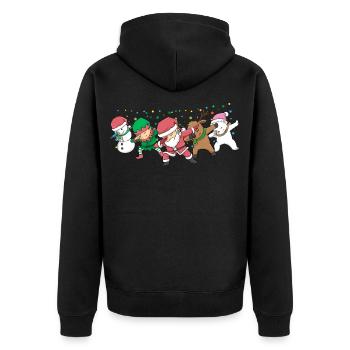 Dabbing Santa Elf Christmas Xmas Weinachten - Unisex Premium Bio Zip Hoodie - Schwarz - Hinten - Nico (187cm)
