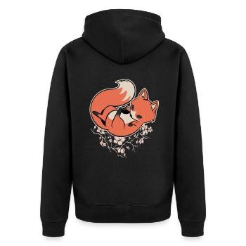 Fleur de cerisier renard fleur kawaii cadeau japonais - Veste à capuche bio Premium Unisexe - noir - Dos - Nico (187cm)