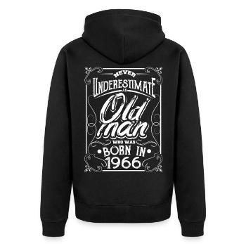 1966 Geburtsjahr geboren in Geschenk Bursdag Opa - Unisex Premium Bio Zip Hoodie - Schwarz - Hinten - Nico (187cm)