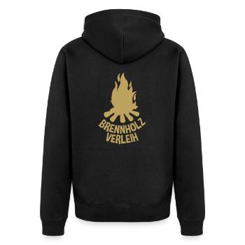 Brennholz Verleih Freiwillige Feuerwehr - Unisex Premium Bio Zip Hoodie - Schwarz - Hinten - Nico (187cm)