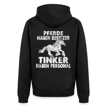 Tinker Reiten Reitstall Pferd Reitsport Reitverein - Unisex Premium Bio Zip Hoodie - Schwarz - Hinten - Nico (187cm)