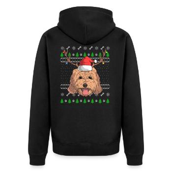 Cockapoo Chien Père Noël Noël laid XMas Reind - Veste à capuche bio Premium Unisexe - noir - Dos - Nico (187cm)