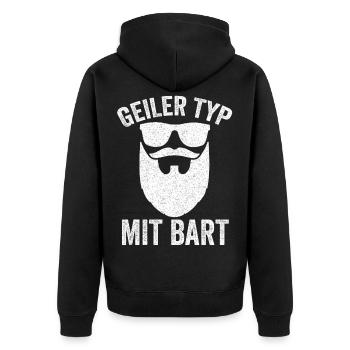 Bartträger Geiler Typ Mit Bart Barbier Hipster Ges - Unisex Premium Bio Zip Hoodie - Schwarz - Hinten - Nico (187cm)