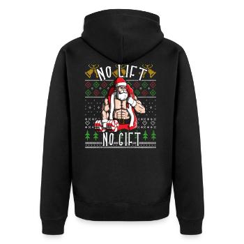 No Lift No Gift Santa Claus Christmas Workout Weih - Unisex Premium Bio Zip Hoodie - Schwarz - Hinten - Nico (187cm)