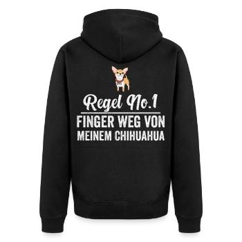Chihuahua Hunde Chihuahuabesitzer Geschenk - Unisex Premium Bio Zip Hoodie - Schwarz - Hinten - Nico (187cm)