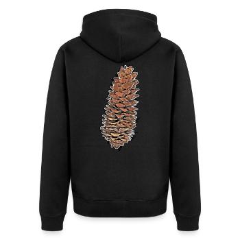 Tannenzapfen - Unisex Premium Bio Zip Hoodie - Schwarz - Hinten - Nico (187cm)