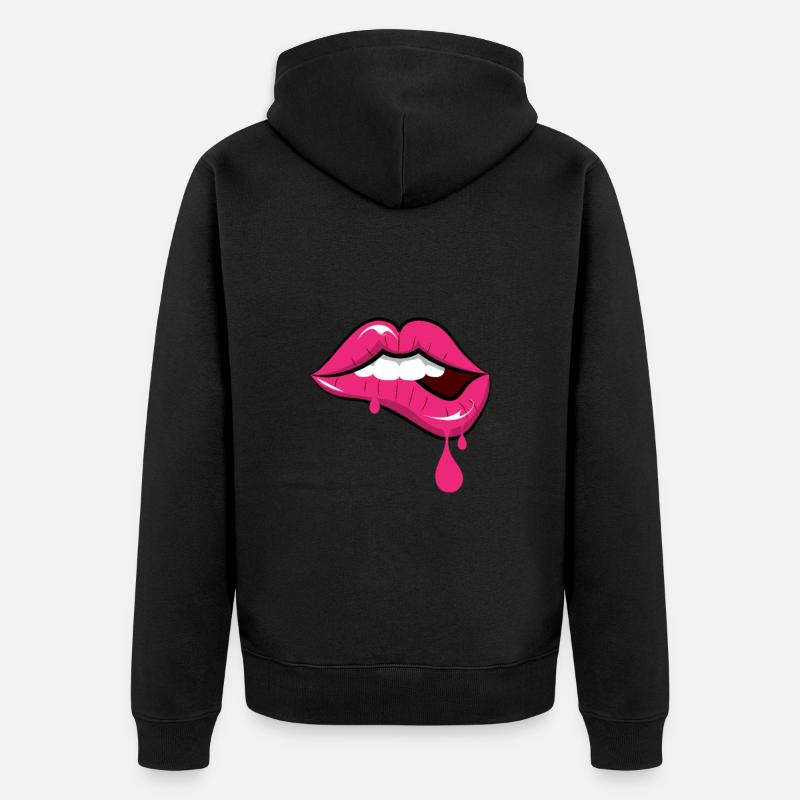 Regenbogen, Botox, Glossy, Lipgloss, Schleimig - Unisex Premium Bio Zip Hoodie - Schwarz