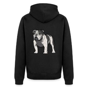 Englische Bulldogge - Unisex Premium Organic Zip Hoodie - black - Back - Nico (187cm)