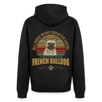Französische Bulldogge - Frenchie - French Bulldog - Unisex Premium Bio Zip Hoodie - Schwarz - Hinten - Nico (187cm)