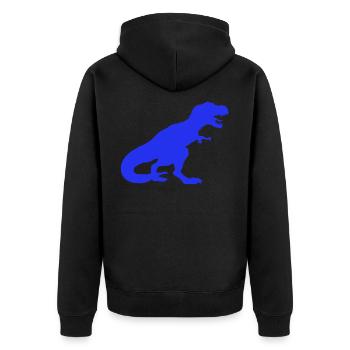 Dino T-Rex Kind Dinosaurier Kinder Tyrannosaurus - Unisex Premium Bio Zip Hoodie - Schwarz - Hinten - Nico (187cm)
