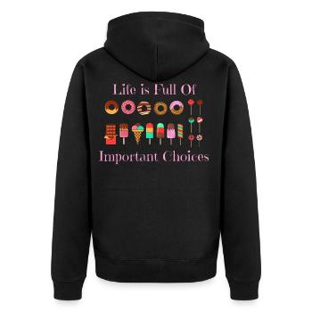 La vie est pleine de choix importants Un drôle de gâteau Lov - Veste à capuche bio Premium Unisexe - noir - Dos - Nico (187cm)