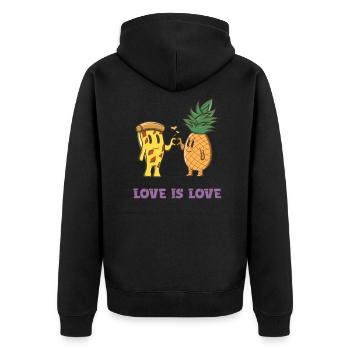 Love Is Love - Hawaiian Pizza Love - Pineapple Pizza - Unisex Premium Organic Zip Hoodie - black - Back - Nico (187cm)
