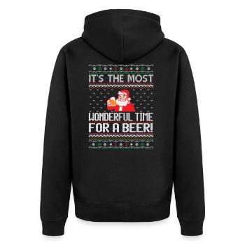 Ugly Christmas Xmas Gift Most Wonderful Time For a - Unisex Premium Bio Zip Hoodie - Schwarz - Hinten - Nico (187cm)