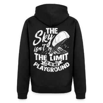Paragliding - Unisex Premium Bio Zip Hoodie - Schwarz - Hinten - Nico (187cm)