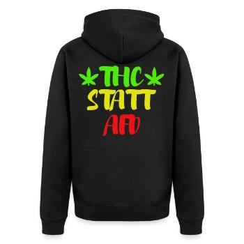 Politik Anti Rassismus Geschenk - Unisex Premium Bio Zip Hoodie - Schwarz - Hinten - Nico (187cm)