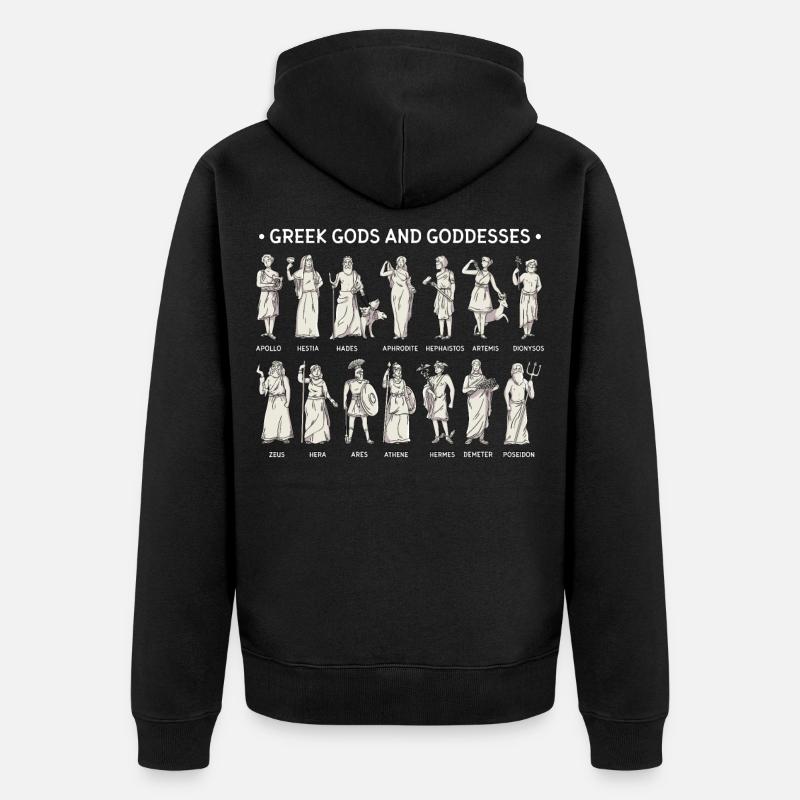 Dieux et déesses grecs - Veste à capuche bio Premium Unisexe - noir