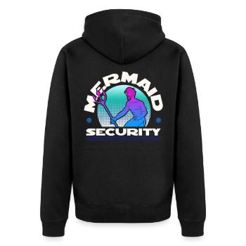 Mermaid Security - Unisex Premium Bio Zip Hoodie - Schwarz - Hinten - Nico (187cm)