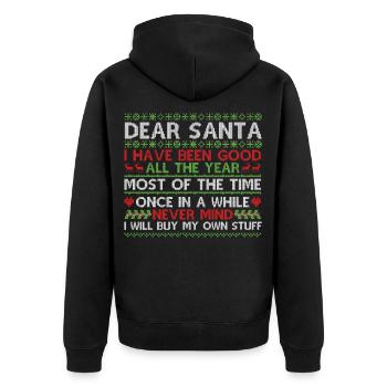Christmas Santa Ugly Christmas Sweater - Unisex Premium Organic Zip Hoodie - black - Back - Nico (187cm)