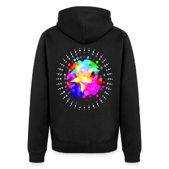 Colorful Stars -Bunte Sterne - Unisex Premium Bio Zip Hoodie - Schwarz - Hinten - Nico (187cm)