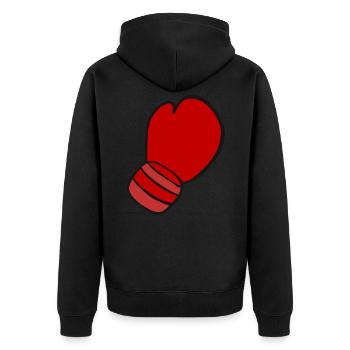 Boxhandschuh Boxer Kampfsport Boxhandschuhe Boxen - Unisex Premium Bio Zip Hoodie - Schwarz - Hinten - Nico (187cm)